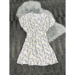 FRNCH Paris Floral Wrap Top‎ Dress Boho Whimsical Multicolor Cottagecore Size L